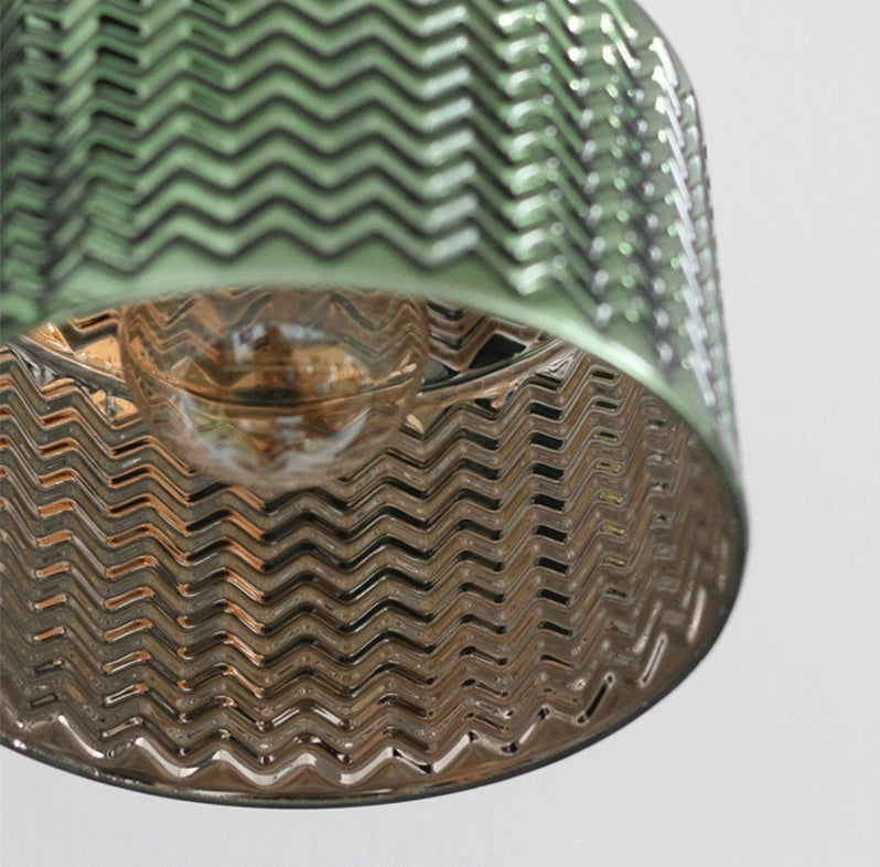 Shiny Green Glass Cylinder LED Wall Light in Art Deco Style – Weavers ...