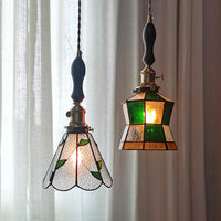 Stained Glass Pendant LED Light in Vintage Style - Bulb Included