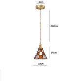 Vintage Brown Checkered Stained Bubbly Glass Ceiling Pendant Light Dimensions