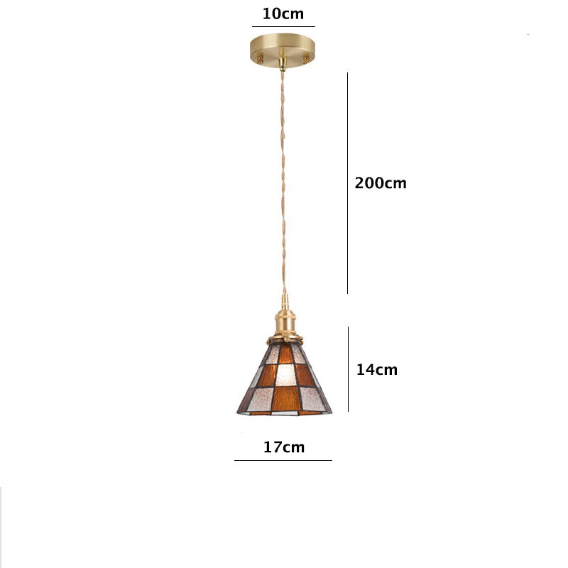 Vintage Brown Checkered Stained Bubbly Glass Ceiling Pendant Light Dimensions