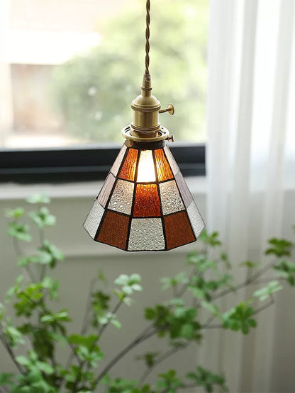 3-Head Vintage Stained Glass Ceiling Pendant Light