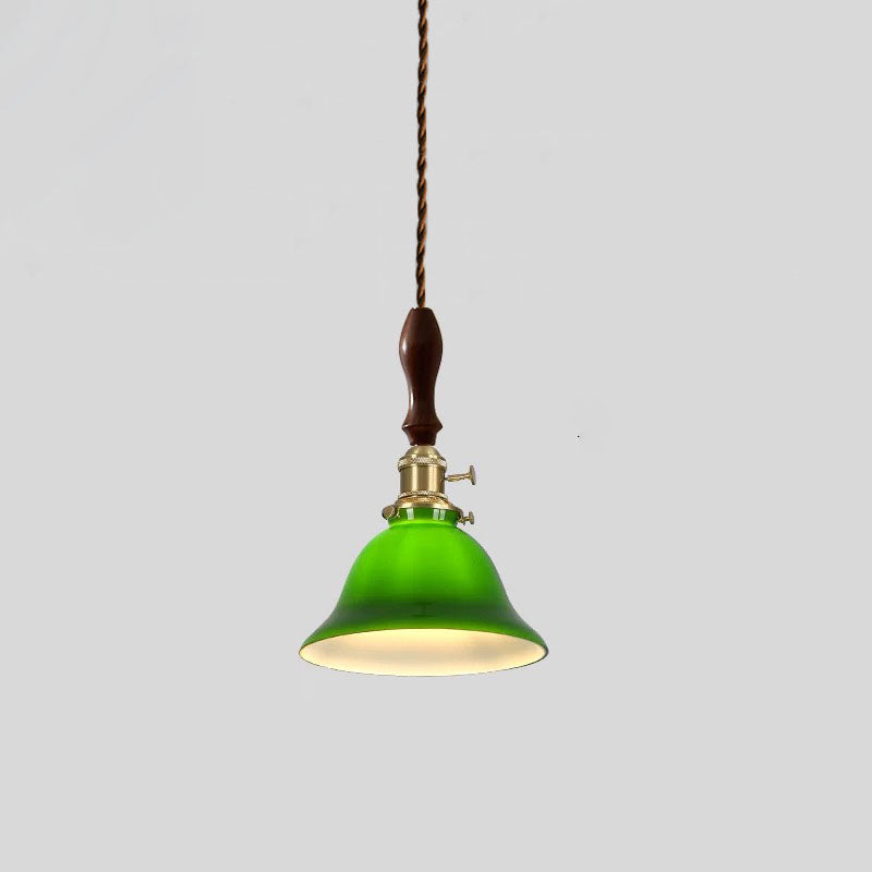 Vintage Emerald Green Cup Opaline Glass Ceiling Pendant Light