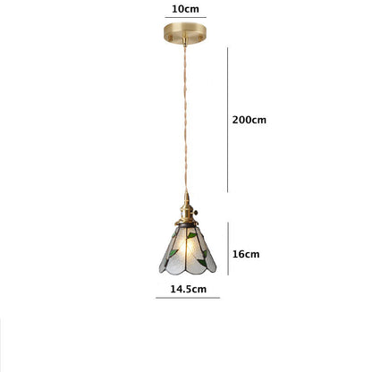 Vintage Green Leaves Stained Bubbly Glass Ceiling Pendant Light Dimensions
