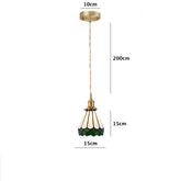 Vintage Green Skirt Stained Glass Ceiling Pendant Light Dimensions