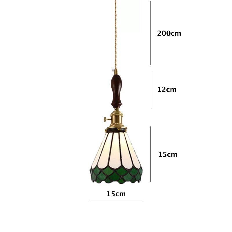 Vintage Green Skirt Stained Glass Ceiling Pendant Light