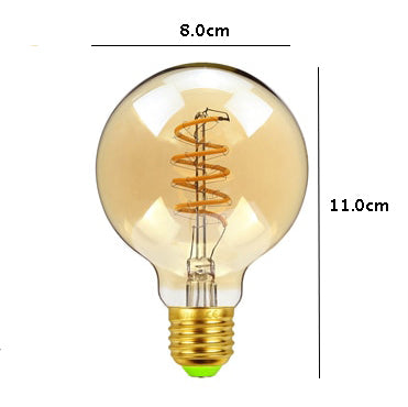 Vintage Industrial 8cm LED Edison Globe with Spiral Filament Pattern