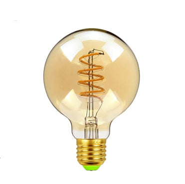 Vintage Industrial 8cm LED Edison Globe with Spiral Filament Pattern
