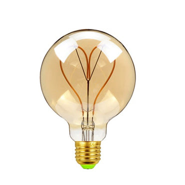 Vintage Industrial LED Edison Globe with Heart Filament Pattern