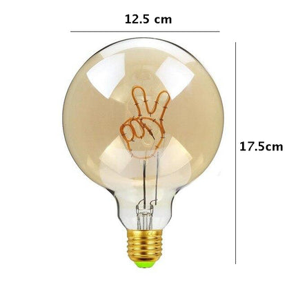 Vintage Industrial Large LED Edison Globe with Peace Filament Pattern
