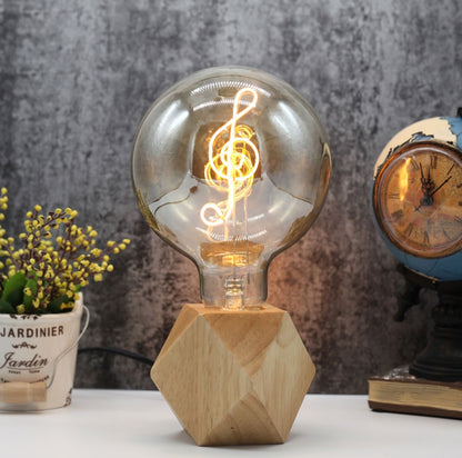 Vintage Industrial Large LED Edison Globe with Treble Clef Filament Pattern