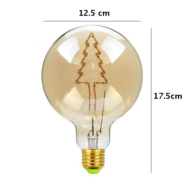 Vintage Industrial Large LED Edison Globe with Tree Filament Pattern