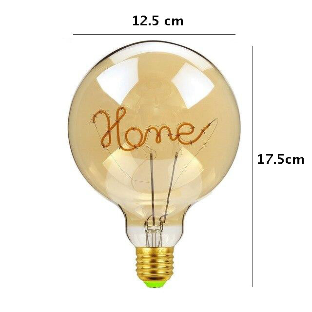 Vintage Industrial Large LED Edison Globe with Filament Text Home
