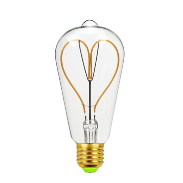 Vintage Industrial Teardrop-shaped LED Edison Globe with Heart Filament Pattern