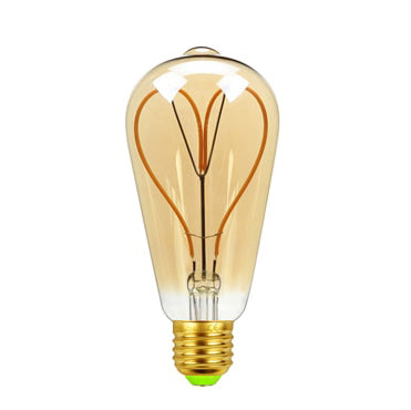 Vintage Industrial Teardrop-shaped LED Edison Globe with Heart Filament Pattern