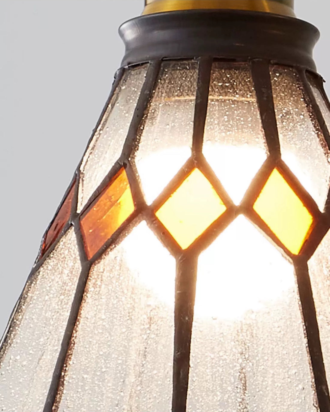 Vintage Orange Diamond Stained Glass Ceiling Pendant Light