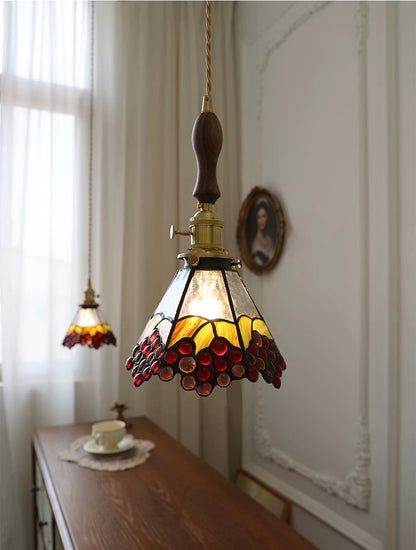 3-Head Vintage Stained Glass Ceiling Pendant Light