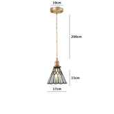 Vintage Blue Diamond Stained Glass Ceiling Pendant Light Dimensions