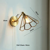 Vintage Lily Flower Glass Wall Light with Brass Frame Dimensions