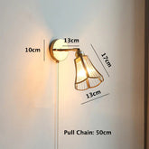 Vintage Tulip Flower Glass Wall Light with Brass Frame Dimensions