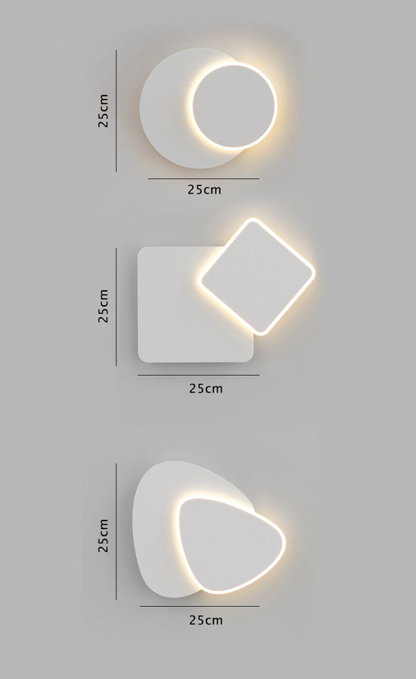 White Geometric LED Wall Light in Scandinavian Style Dimensions