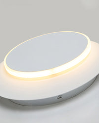White Geometric LED Wall Light in Scandinavian Style Round Close up