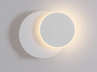 White Geometric LED Wall Light in Scandinavian Style Round Rotatable Disc
