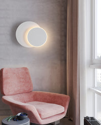 White Geometric LED Wall Light in Scandinavian Style Round in Cozy Space