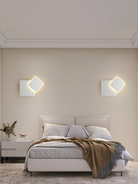 White Geometric LED Wall Light in Scandinavian Style Square in Scandi Living Room