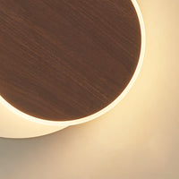 Wooden Geometric LED Wall Light in Scandinavian Style Round Close up