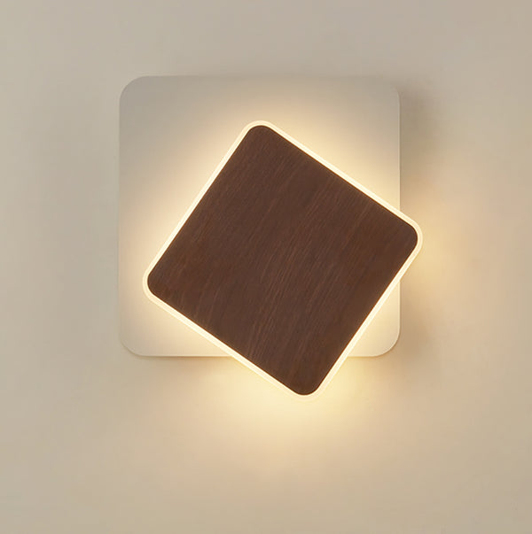 Wooden Geometric LED Wall Light in Scandinavian Style Square