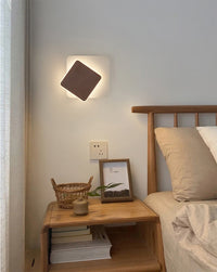 Wooden Geometric LED Wall Light in Scandinavian Style Square in Scandi Bedroom