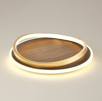Wooden LED Flush Mount Ceiling Light with Metal Ring in Modern & Contemporary Style Walnut