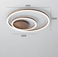 Wooden LED Flush Mount Ceiling Light with Single, Double or Triple Rings in Modern & Contemporary Style