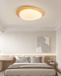 Wooden Pebble LED Flush Mount Ceiling Light in Scandinavian Style
