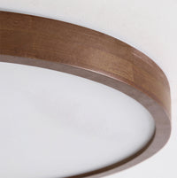Wooden Round LED Flush Mount Ceiling Light in Scandinavian Style Close up