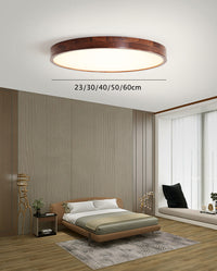 Wooden Round LED Flush Mount Ceiling Light in Scandinavian Style Dimensions