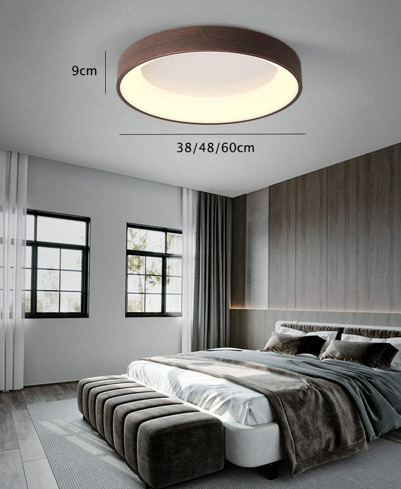 Wooden Round Ring LED Flush Mount Ceiling Light in Scandinavian Style