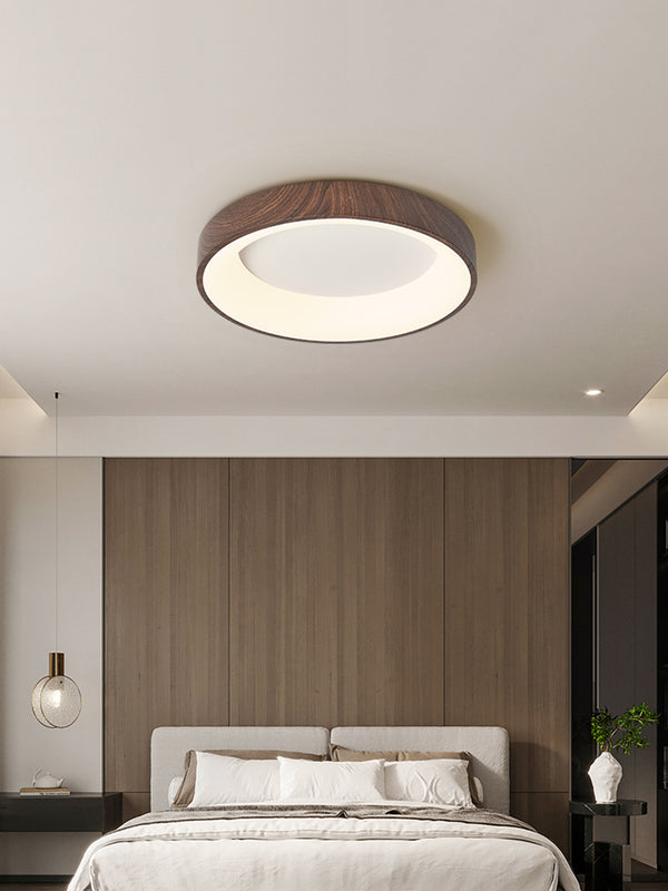 Wooden Round Ring LED Flush Mount Ceiling Light in Scandinavian Style