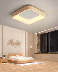 Wooden Square Ring LED Flush Mount Ceiling Light in Scandinavian Style
