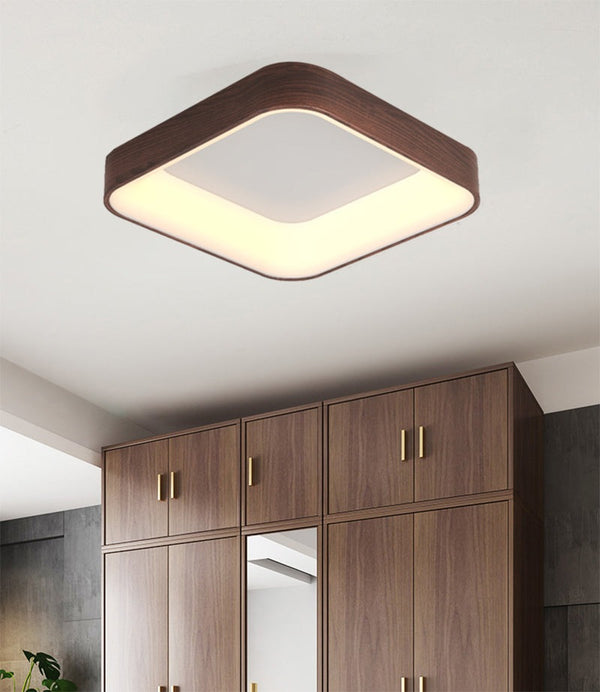 Wooden Square Ring LED Flush Mount Ceiling Light in Scandinavian Style in Hallway