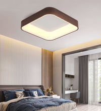 Wooden Square Ring LED Flush Mount Ceiling Light in Scandinavian Style in Nordic Bedroom