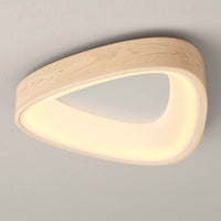 Wooden Triangular Ring LED Flush Mount Ceiling Light in Scandinavian Style