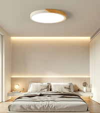 Wooden and Acrylic LED Flush Mount Ceiling Light in Scandinavian Style_White_in Cozy Bedroom