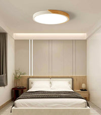 Wooden and Acrylic LED Flush Mount Ceiling Light in Scandinavian Style_White_in Scandinavian Bedroom