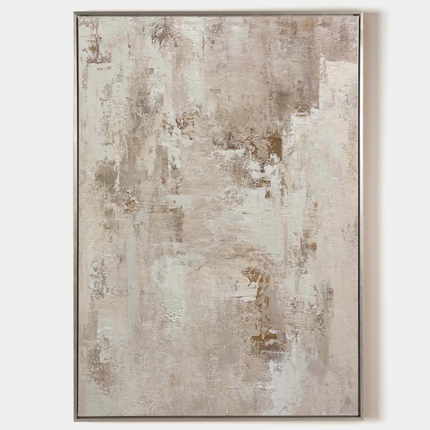 Minimalist Abstract Earth Tone Painting Wall Art in Beige Brown and White