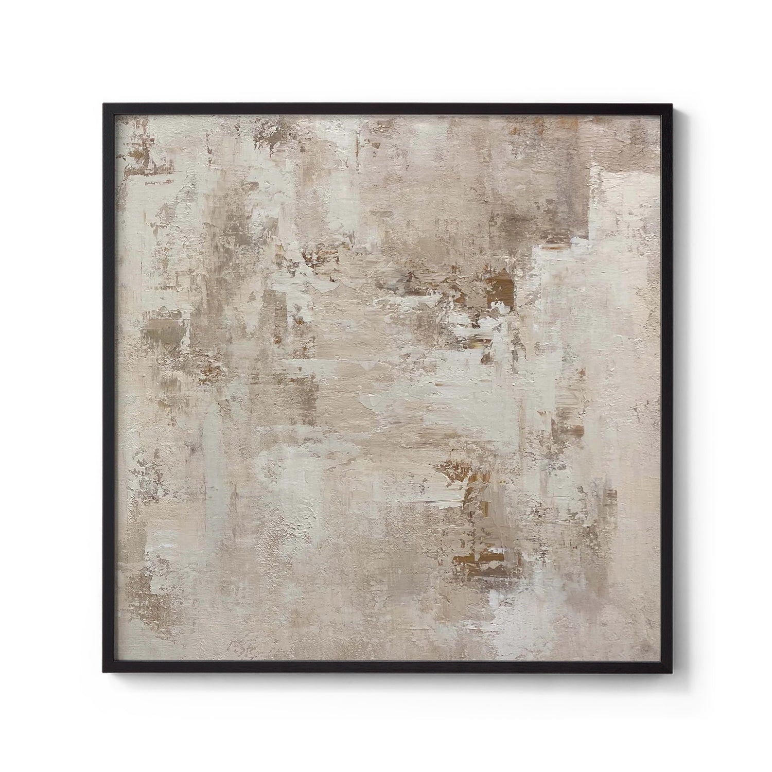 Minimalist Abstract Earth Tone Painting Wall Art in Beige Brown and White