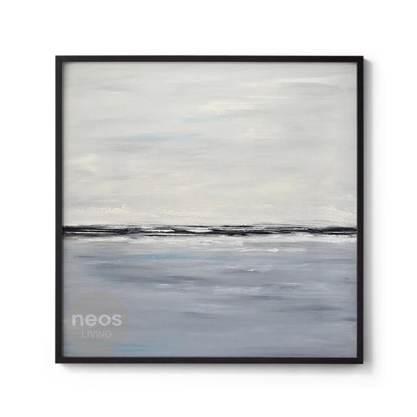 Grey / Light Blue / Black Abstract Minimalist Painting / Wall Art - NE0020