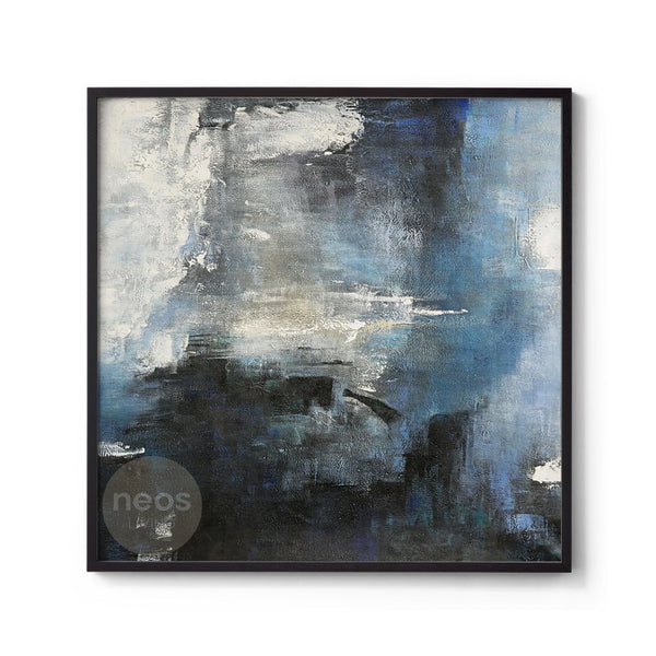 Blue / White / Black Abstract Minimalist Painting / Wall Art - NE0033