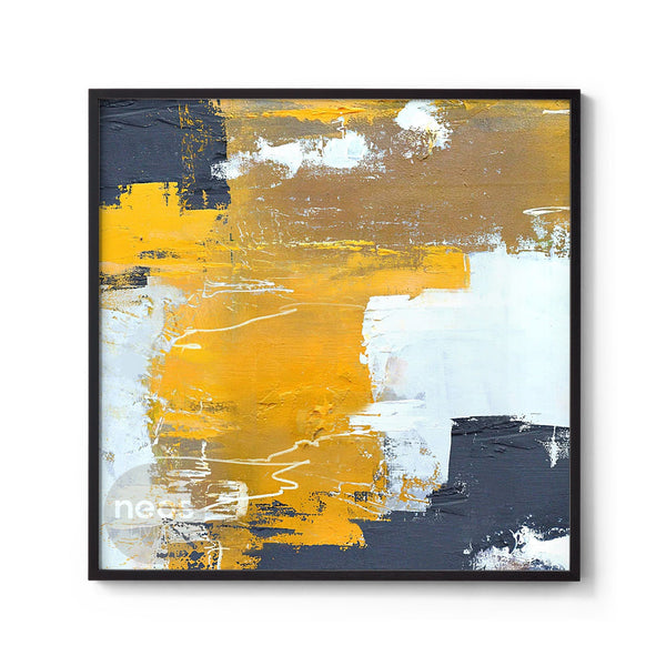 Yellow / White / Black Abstract Painting / Wall Art - NE0034