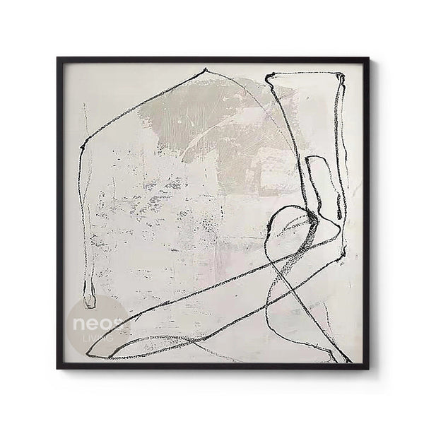 Grey / Black Lines Abstract Painting / Wall Art - NE0042
